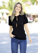 Shirt mit Rüschenbesatz in 2 Farben SCHWARZ