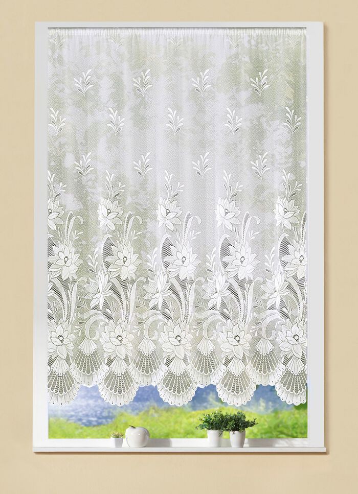 Blumenfenster-Store mit Automatikfaltenband 1:3 