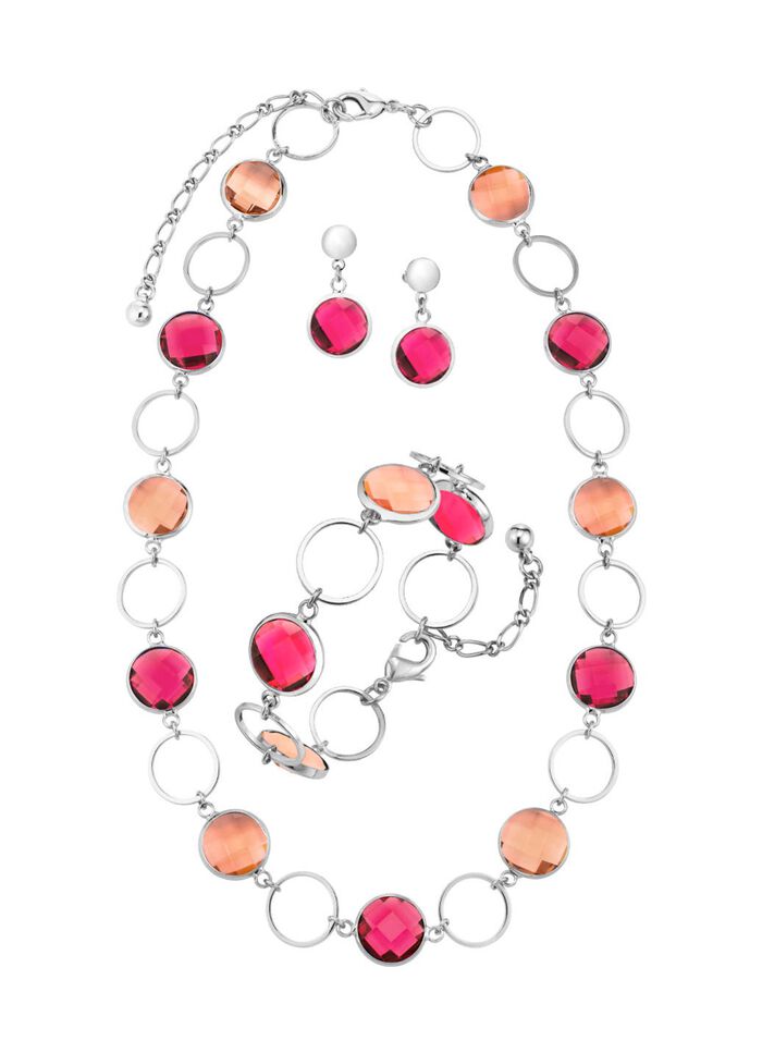 Schmuckset, 3-teilig, mit Kristallsteinen 