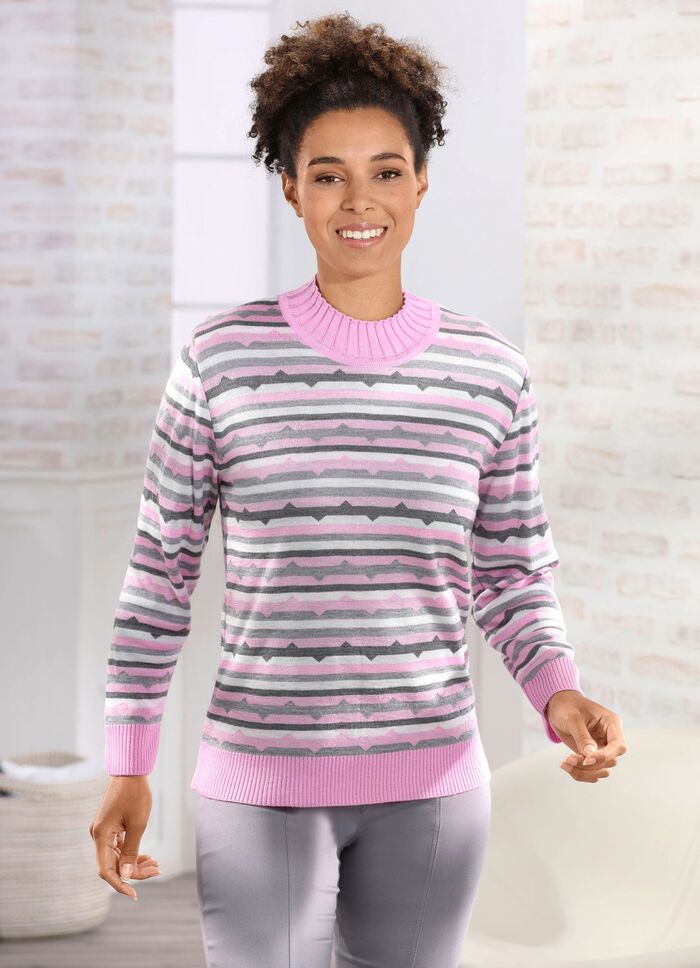 Pullover in Feinstrick ROSÉ-GRAU-ECRU