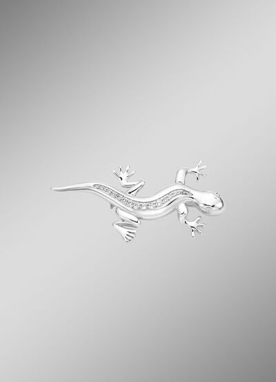 Salamander-Anstecknadel aus Silber 