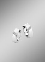 Gl&auml;nzende, satinierte Creolen mit Brillanten 