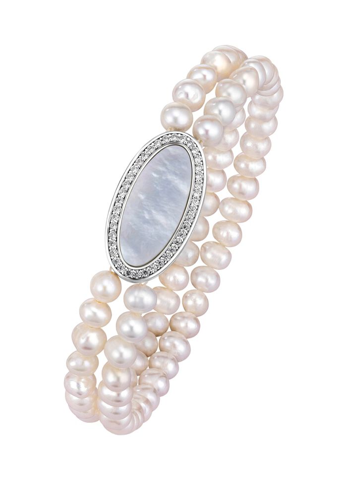 Elastisches, 2-reihiges Armband mit S&uuml;&szlig;wasser-Zuchtperlen 