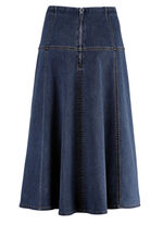 Jeans-Rock mit kontrastfarbenen Teilungsnähten DUNKELBLAU