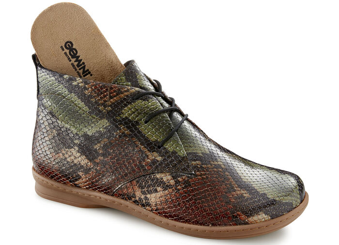 Gemini Schnür-Stiefelette aus hochwertigem Leder BRAUN-GRÜN