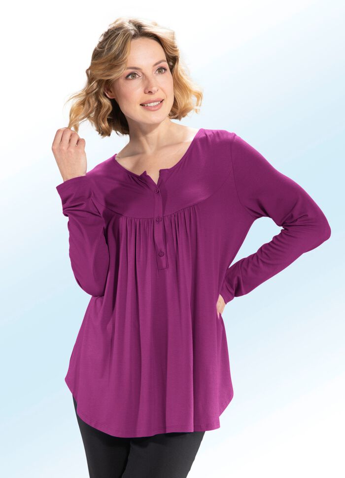 Shirt-Tunika mit rundem Halsausschnitt 