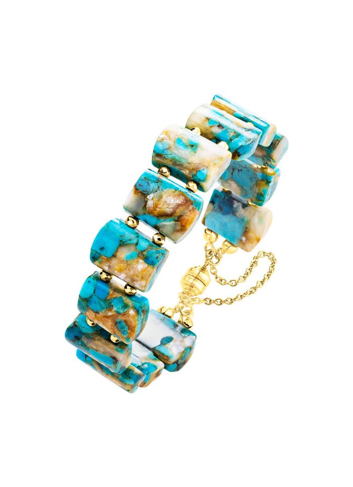Armband mit beh. T&uuml;rkis und beh. Perlmutt 