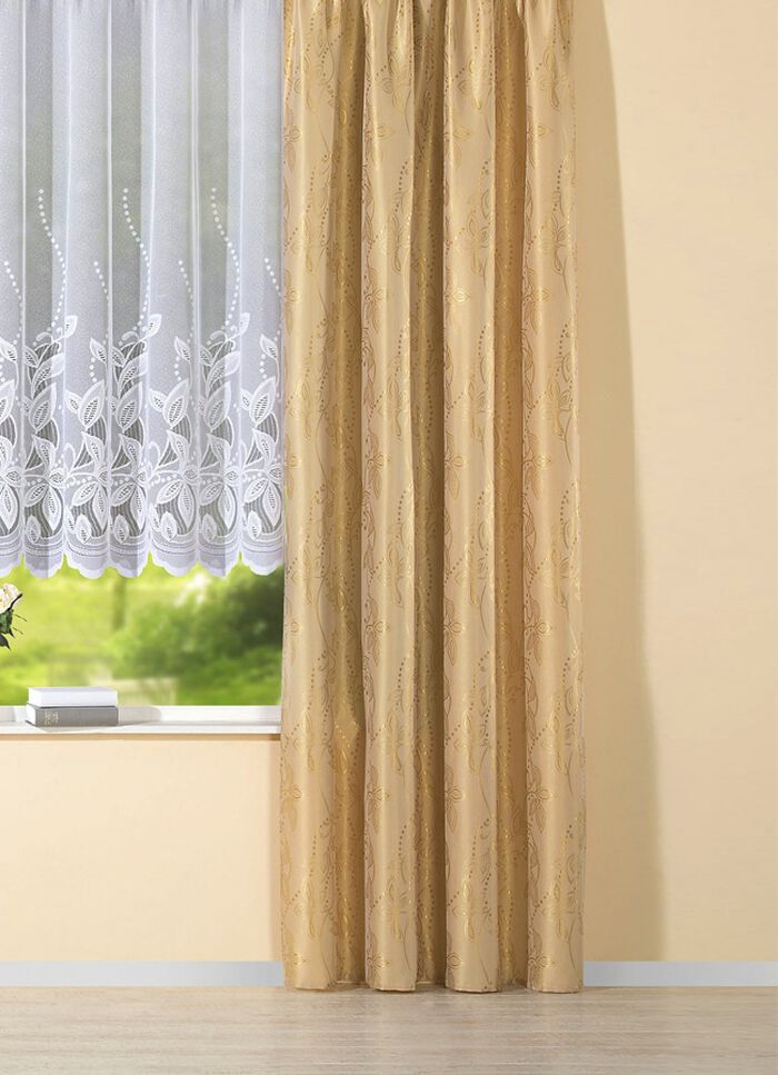 &Uuml;bergardine mit Blatt-Musterung GOLD