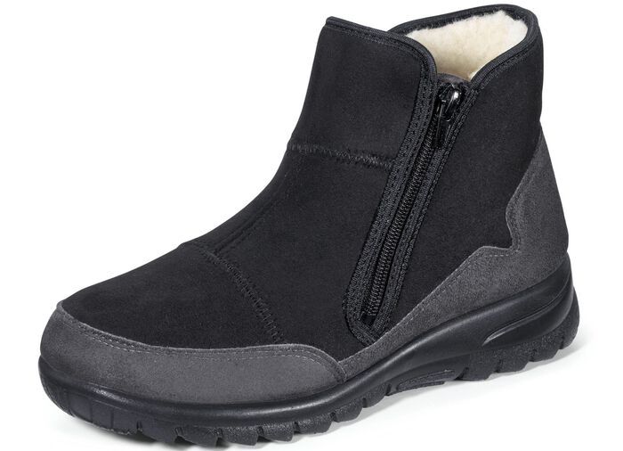 Laurina Haus-Stiefelette mit seitlichem Rei&szlig;verschluss SCHWARZ-GRAU