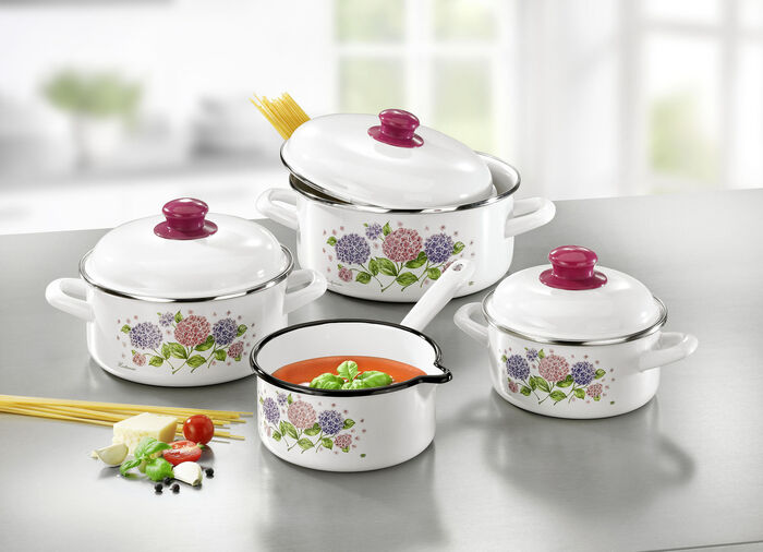 Topf-Set aus widerstandsf&auml;higem Stahl-Emaille 
