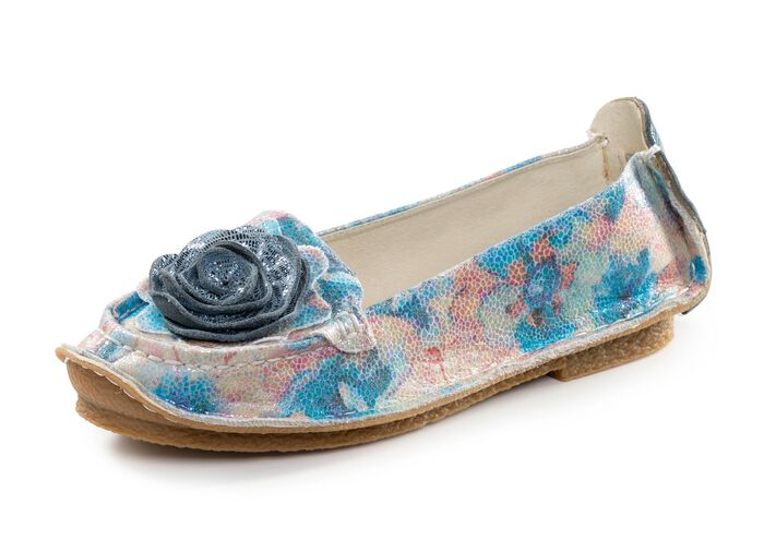Laura Vita Ballerina mit Lederbl&uuml;te BLAU-MULTICOLOR