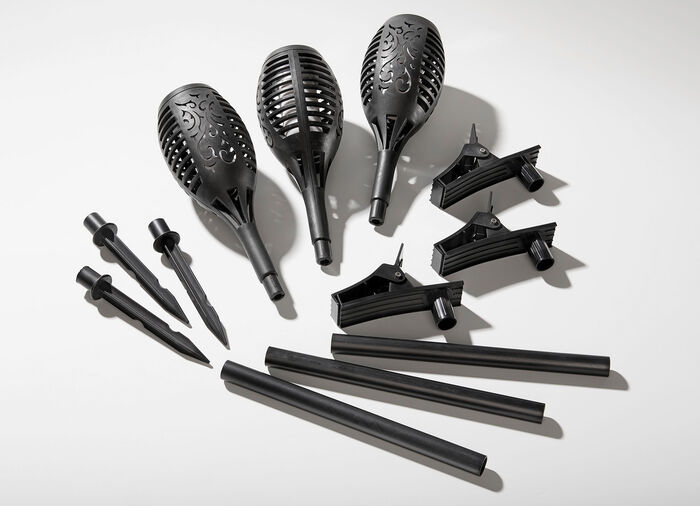 Solar-Fackel, 3er-Set, zum Klemmen oder Stecken 