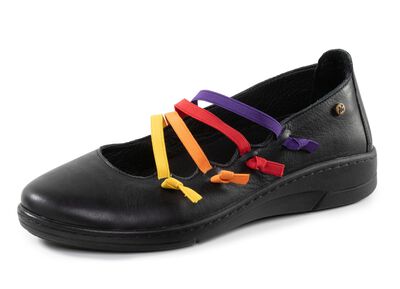 Andrea Conti Slipper mit bunten, dekorativ eingesetzten Gummiz&uuml;gen 