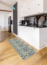 Strapazierf&auml;higer K&uuml;chenl&auml;ufer und -teppich im Fliesen-Design GRAU