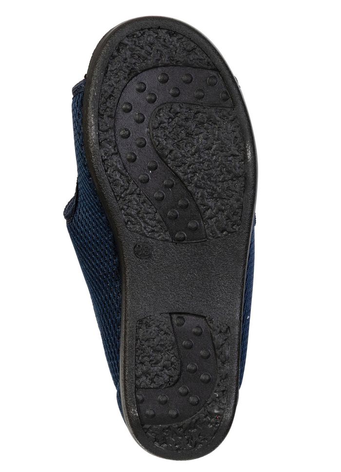 Bequeme Damen-Hausschuhe, Weite H, mit herausnehmbarem Fu&szlig;bett MARINE