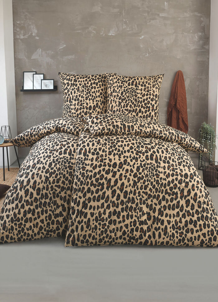 Bettw&auml;sche-Garnitur mit Leopardenmuster  