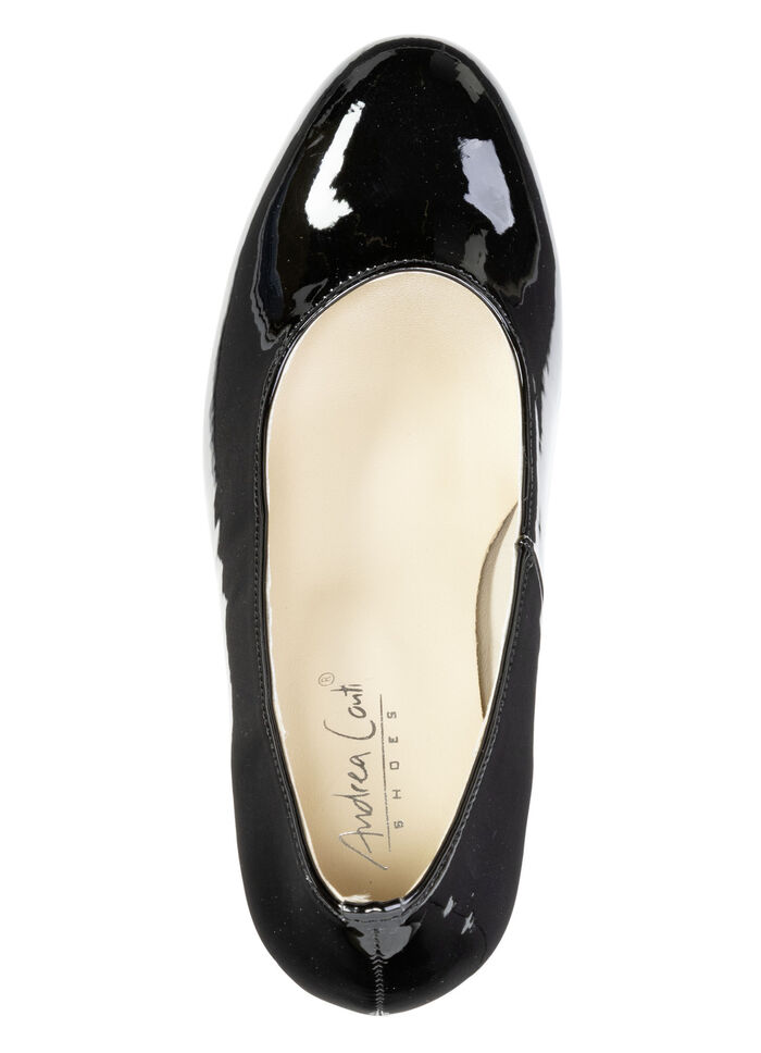 Andrea Conti, schicke Damen-Pumps, aus glänzendem Lackmaterial SCHWARZ
