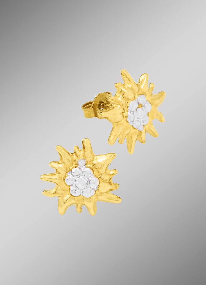 Edelwei&szlig;-Ohrstecker in Bicolor 