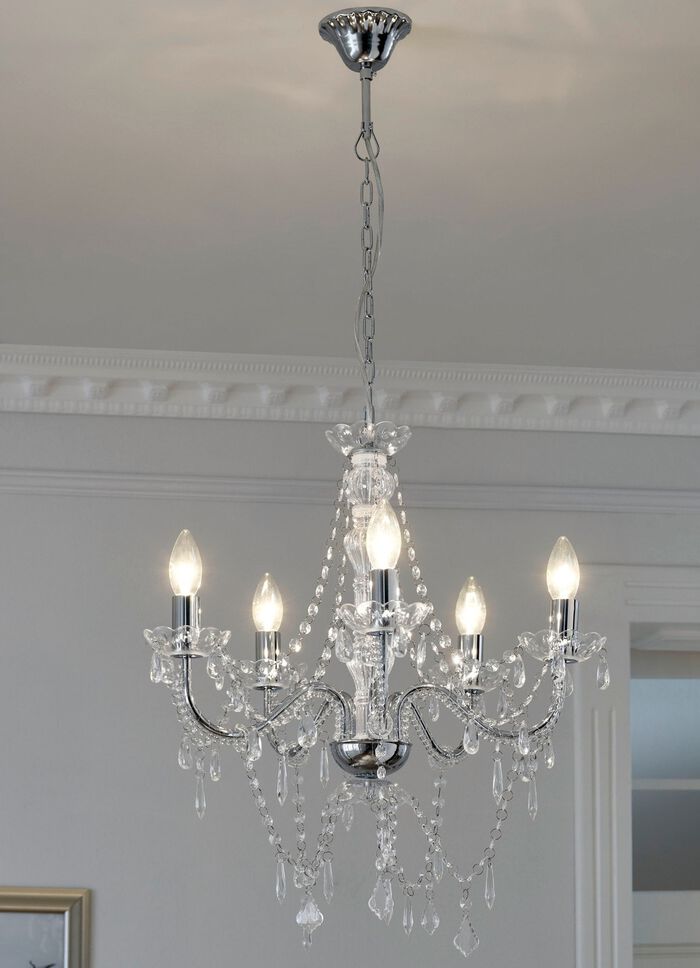 Imposanter Kronleuchter, 5-flammig CHROM