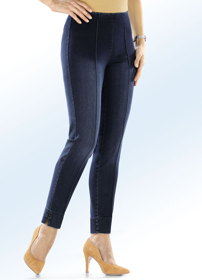 Kn&ouml;chellange Jeans in Schlupfform DUNKELBLAU