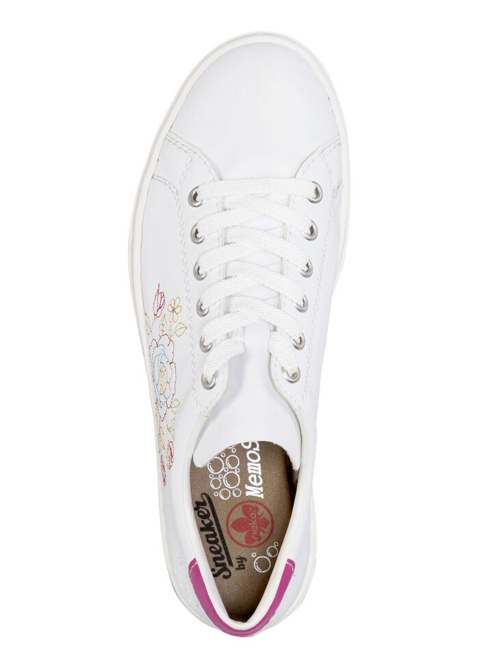 Rieker Sneaker mit verspielter Bl&uuml;ten-Stickerei WEISS-PINK