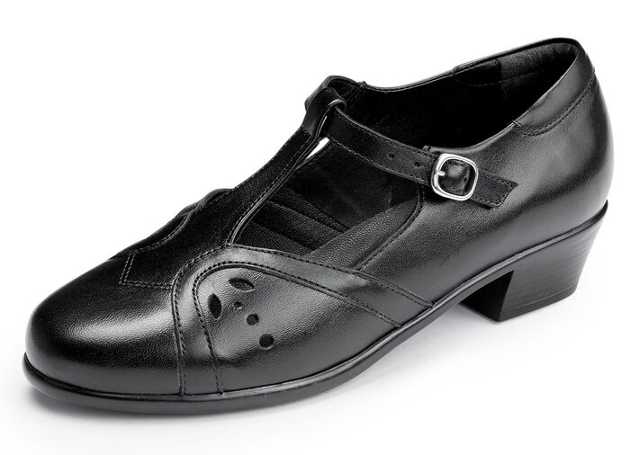 ELENA EDEN, schicke Damen-Pumps, Weite H, aus Leder SCHWARZ