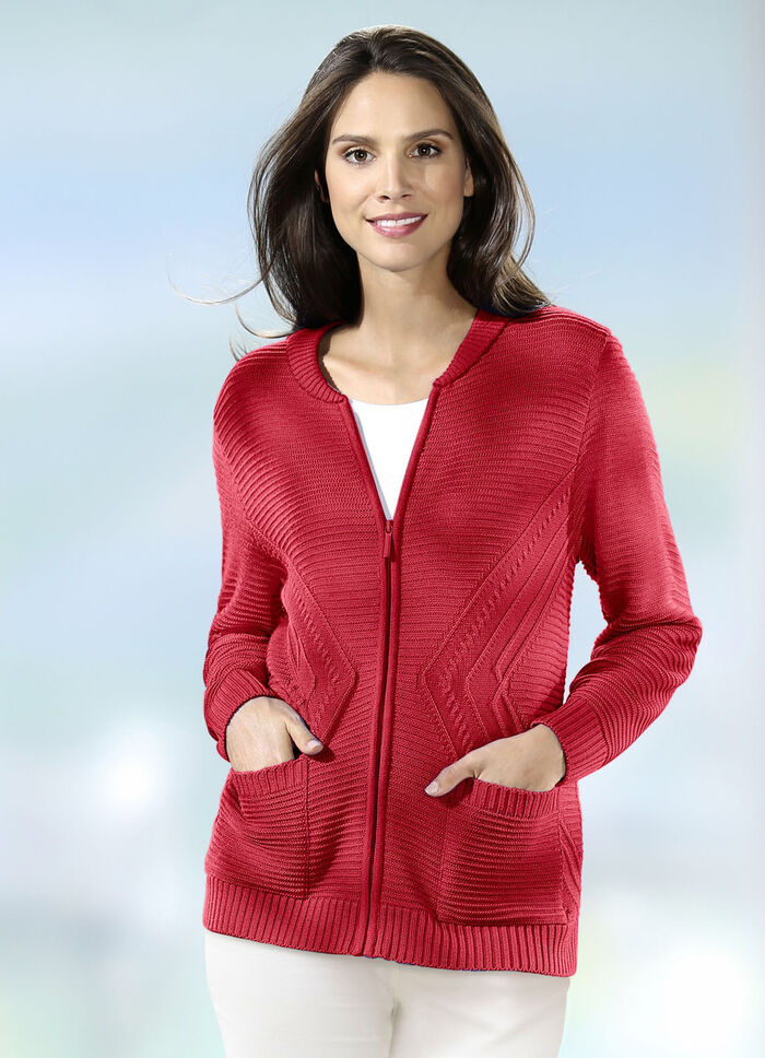 Strickjacke mit Strukturakzenten ROT