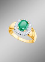 Damenring mit Smaragd und Diamanten 