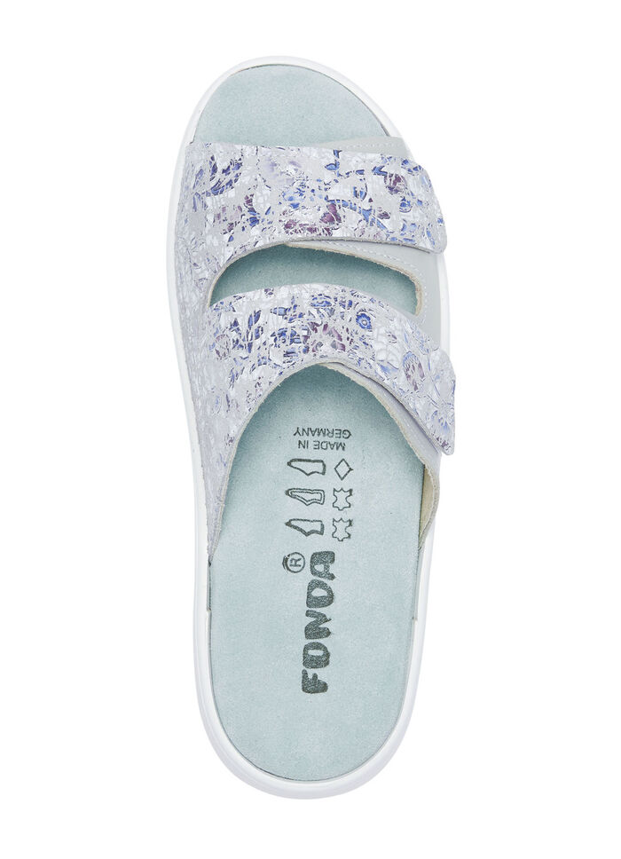 ELENA EDEN Pantolette mit Klettspange HELLGRAU-BUNT