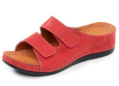 Bequeme Damen-Pantoletten, Weite G, mit Klettverschluss 