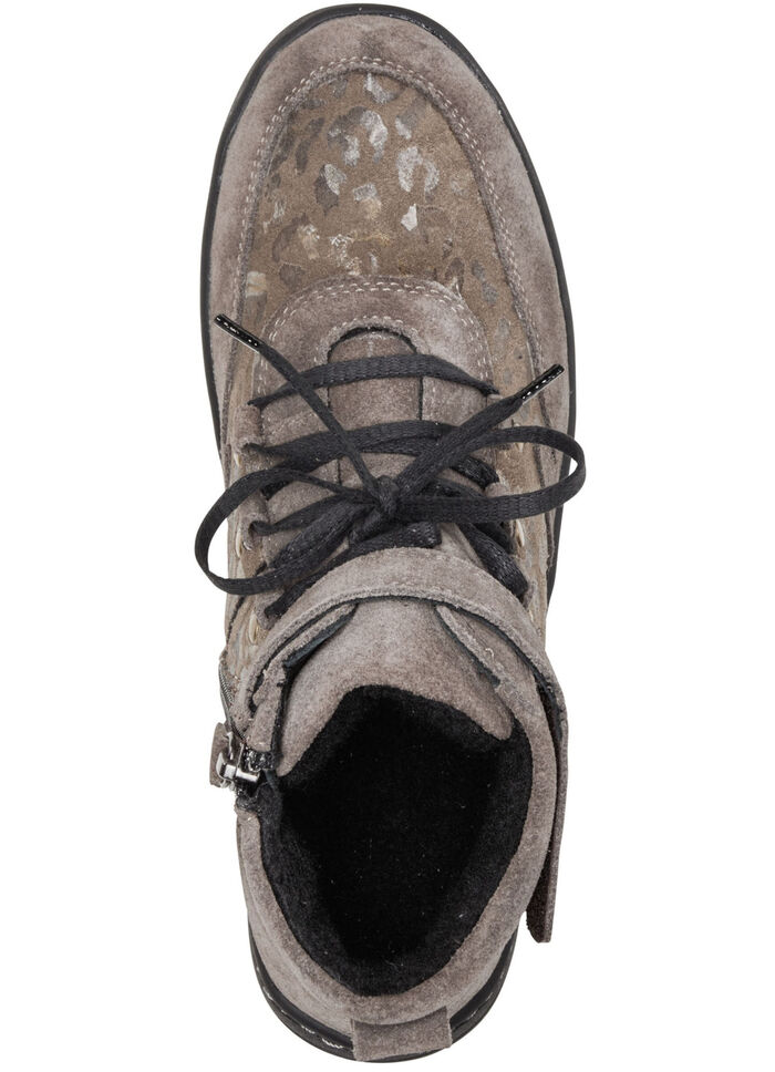 ELENA EDEN Schnür-Bootie aus Veloursleder TAUPE