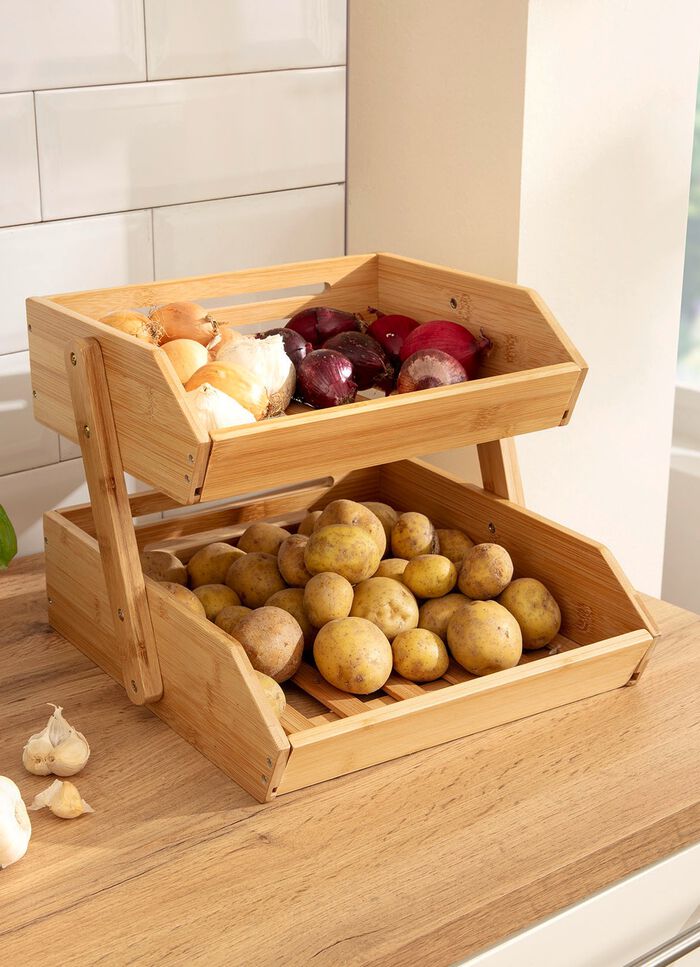 Obst- und Gem&uuml;se-Regal aus Bambus 