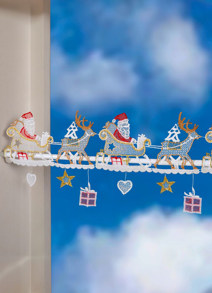 Stangendekoration Weihnachtsmann aus Plauener Spitze 