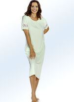 Nachthemd mit Biesen und überschnittener Schulter LINDGRÜN