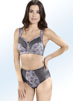 Miss Mary Slip mit elastischen Spitzeneinsätzen GRAFIT-WEISS