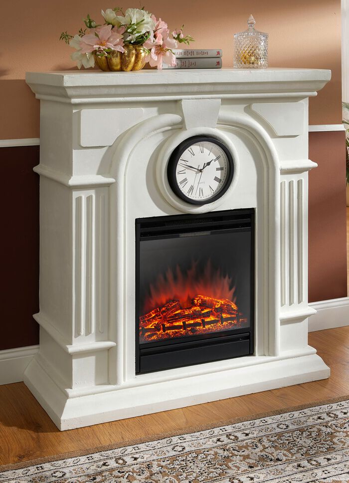 Elektrischer Kamin mit integrierter Uhr 