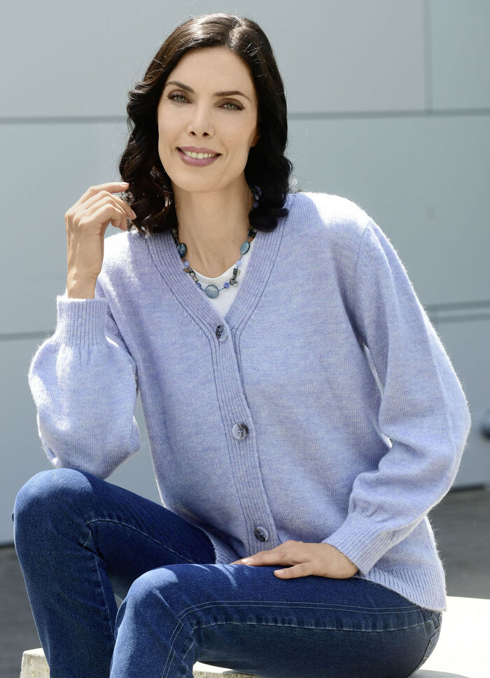 Strickjacke mit flauschig weichem Griff HELLBLAU MELIERT