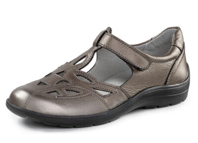 ELENA EDEN, sommerliche Damen-Slipper, Weite H, mit herausnehmbarem Fußbett BRONZE