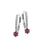 Edle Ohrringe mit 18 Diamanten und echt Rubin 