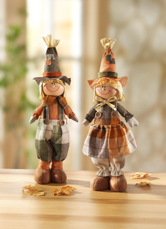 Witzige Vogelscheuche ORANGE-GRÜN-BRAUN