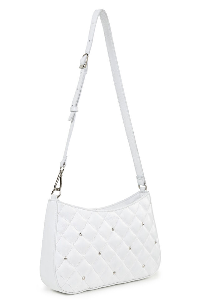 Laurina Tasche mit angesagter Steppung und Ziernieten WEISS