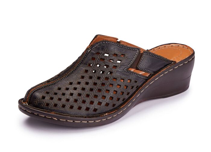 ELENA EDEN-Clog aus gepr&auml;gtem Rind-Nappaleder SCHWARZ