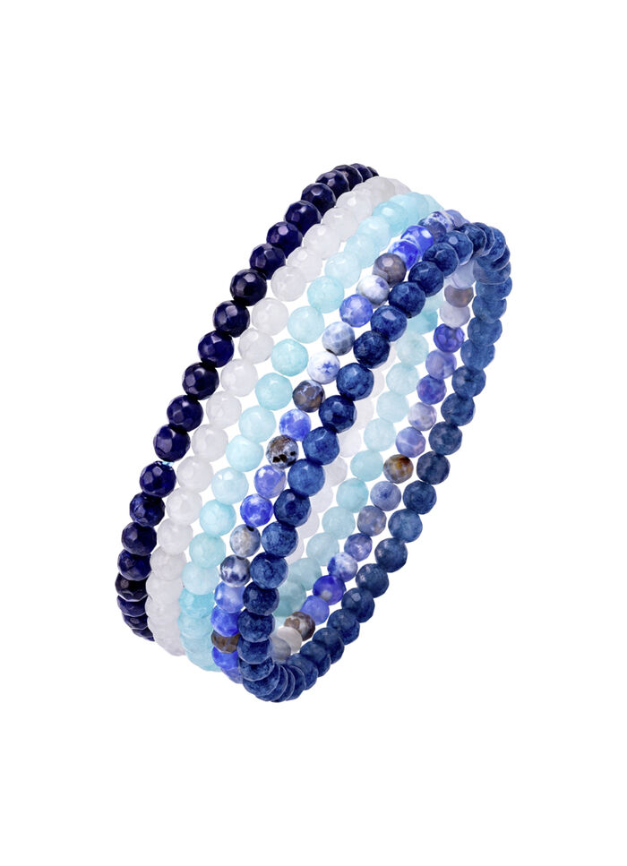 5-teilige Armband-Set aus echtem Achat 