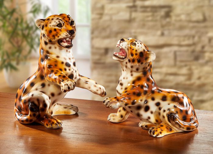Handbemalte Leoparden aus Keramik 