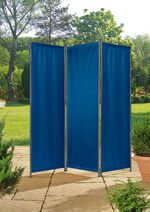 Paravent mit Stahlrohrgestell BLAU