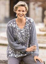 Pullover mit gl&auml;nzendem Foliendruck GRAU-SILBERFARBEN