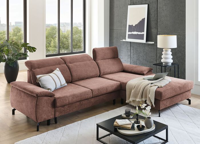 Polsterecke mit Bettfunktion und Bettkasten BRAUN