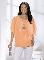 Shirt mit Chiffon-Überwurf in 2 Farben APRICOT