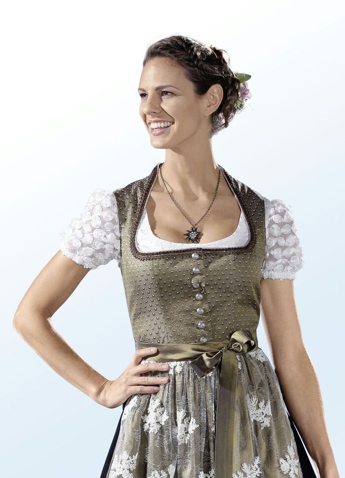 Dirndlbluse mit Bl&uuml;tenspitze 