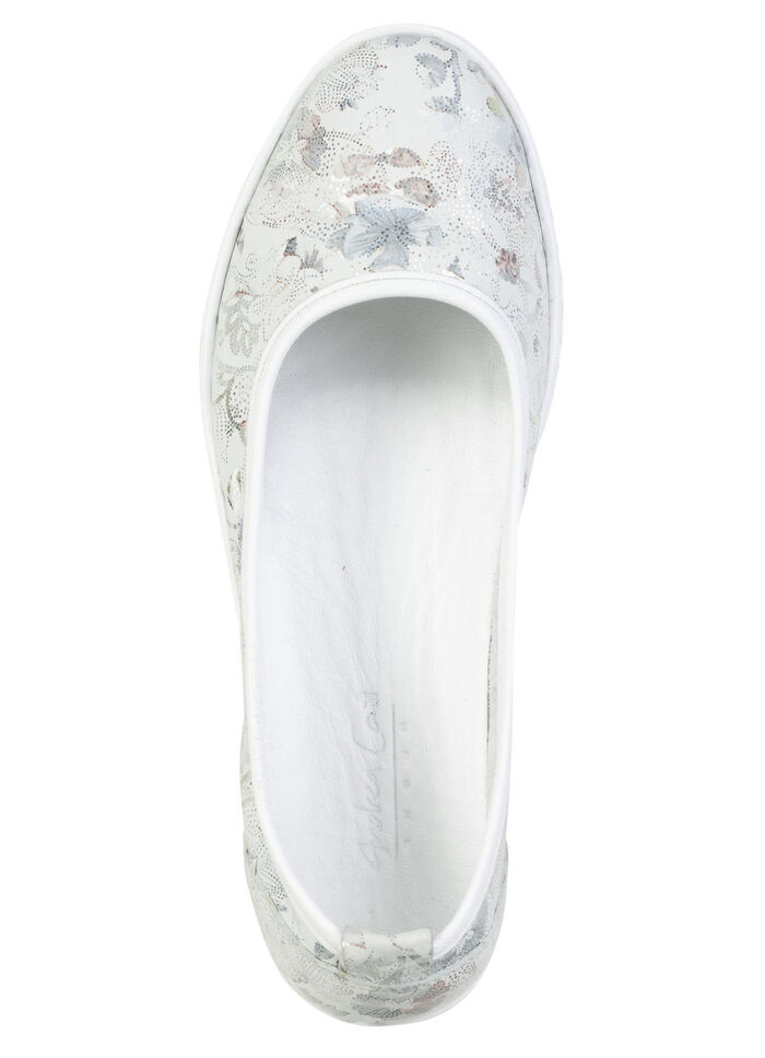 Andrea Conti, schicke Damen-Ballerinas, Weite G, mit herausnehmbarem Fußbett ECRU-BUNT